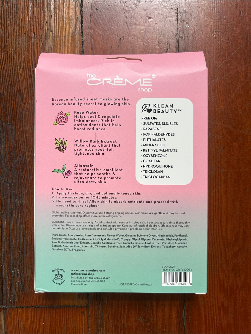 The Crème Shop Rose Water Essence Sheet Mask - set of 5 masks - Picture 3 of 3